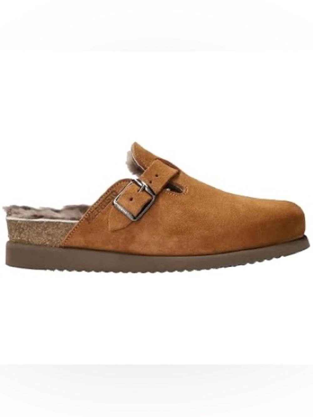 NEW!! Womenโs Mephisto Halexia Tobacco Suede Slip-On Buckle Clog Size 41/11